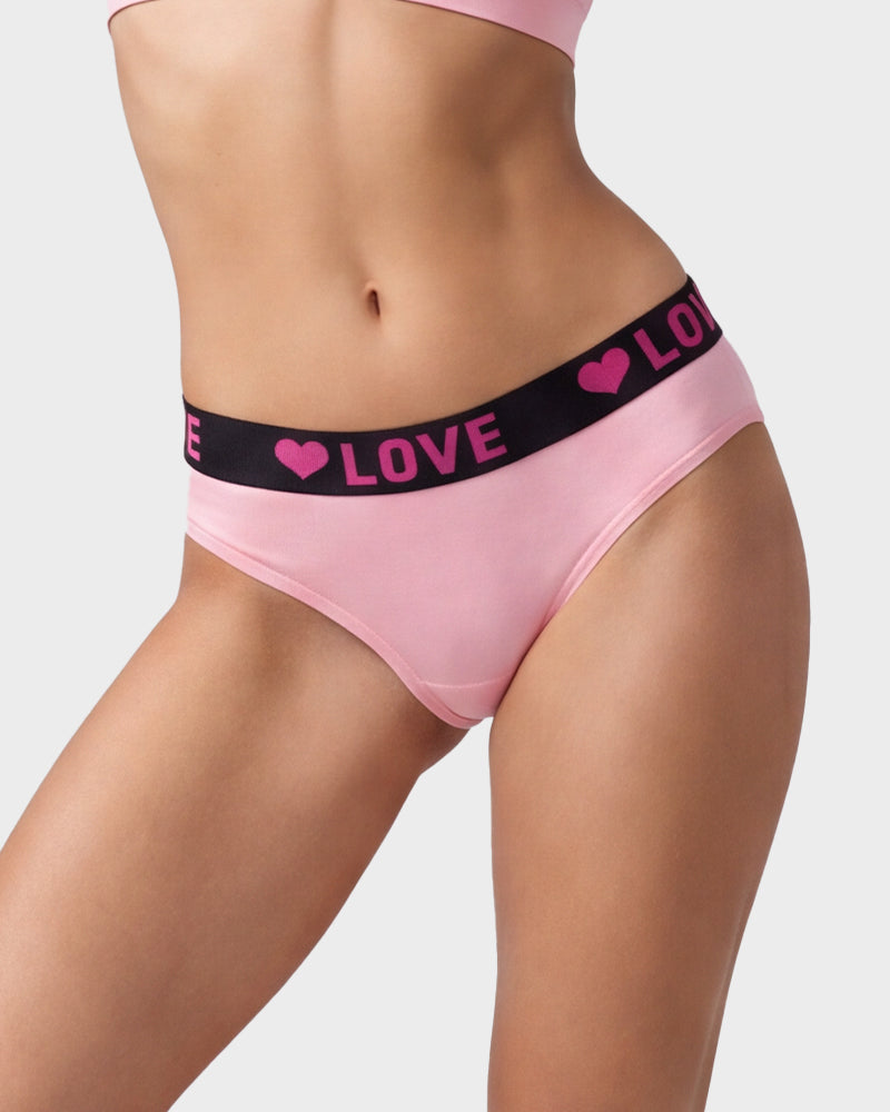 6 Pack LOVE Print Cotton Bikini Panties