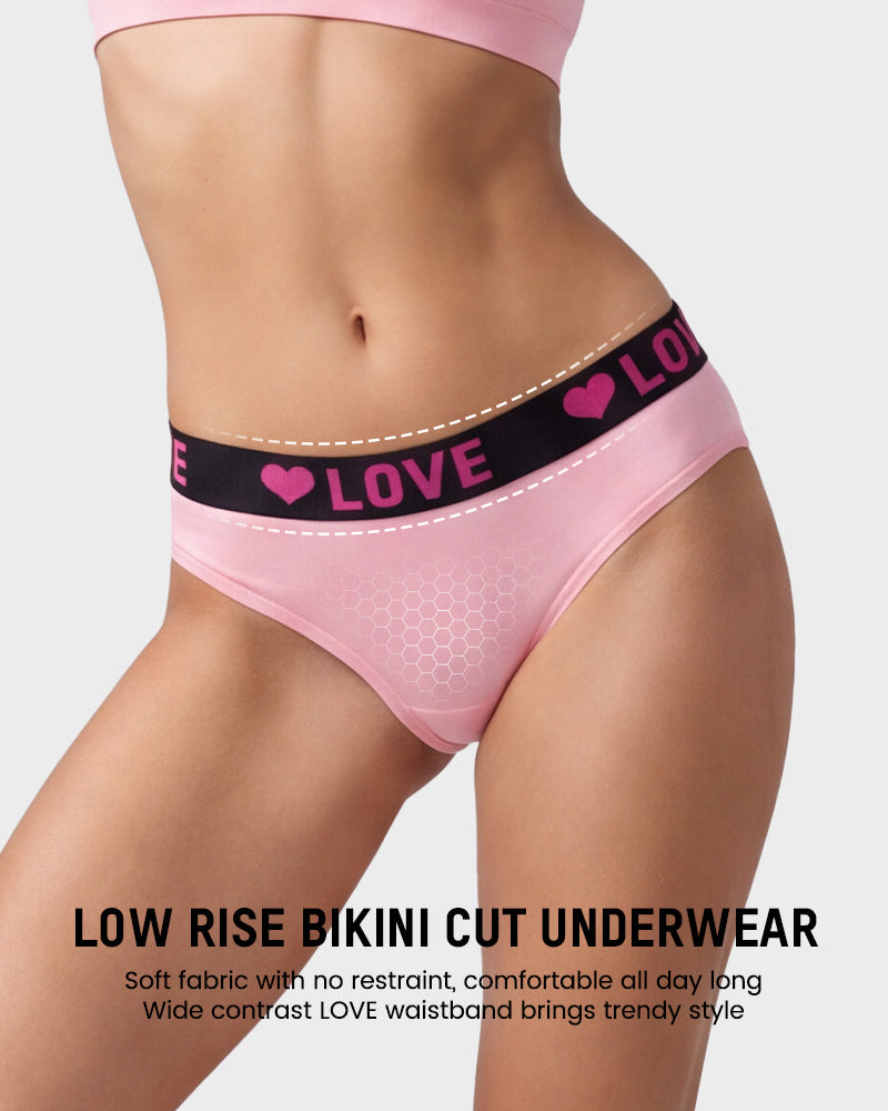 6 Pack LOVE Print Cotton Bikini Panties