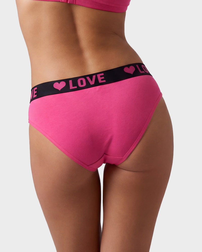 6 Pack LOVE Print Cotton Bikini Panties