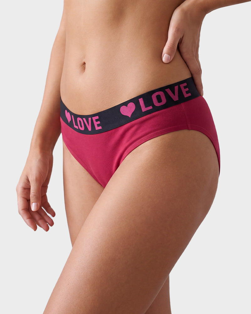 6 Pack LOVE Print Cotton Bikini Panties