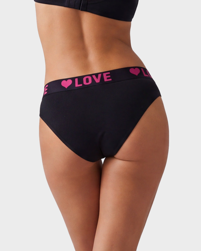 6 Pack LOVE Print Cotton Bikini Panties