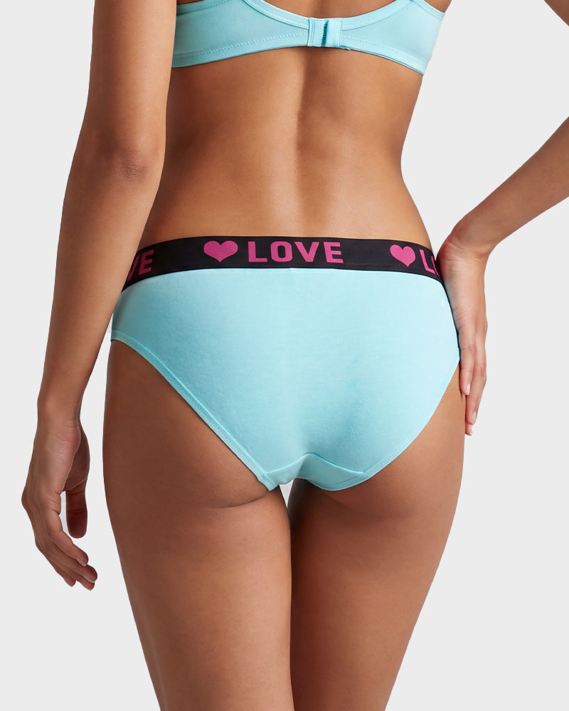6 Pack LOVE Print Cotton Bikini Panties