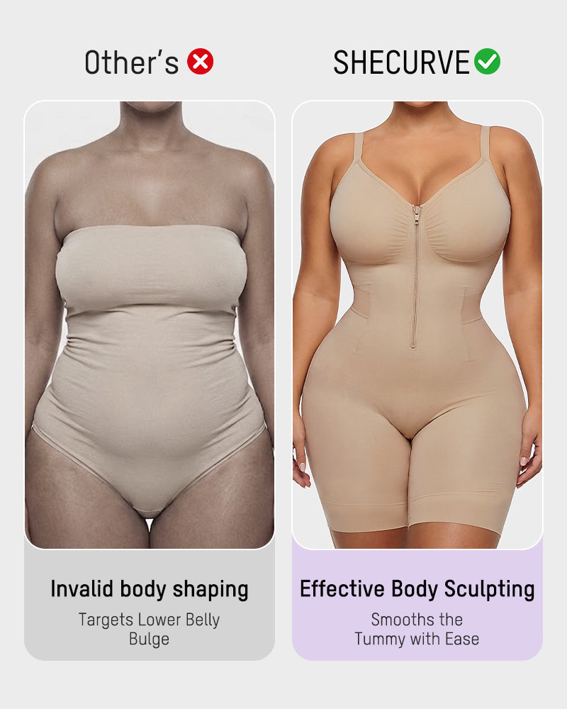 Easyslide™ Front-Zip Mid-Thigh Shapewear