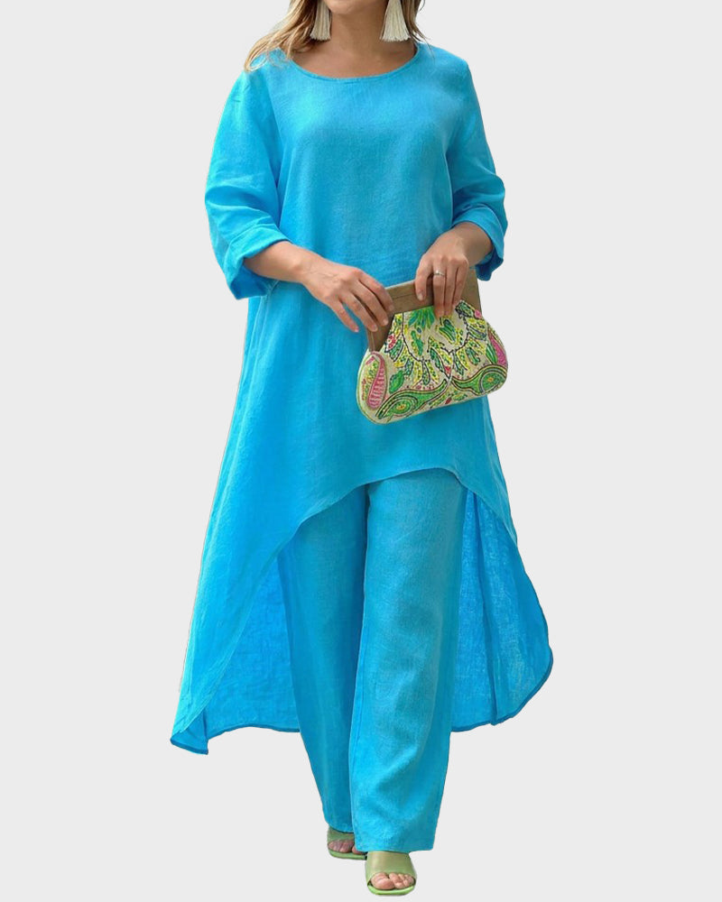 Asymmetric Cotton Loose Two-Piece Set