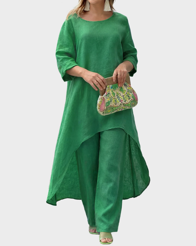 Asymmetric Cotton Loose Two-Piece Set