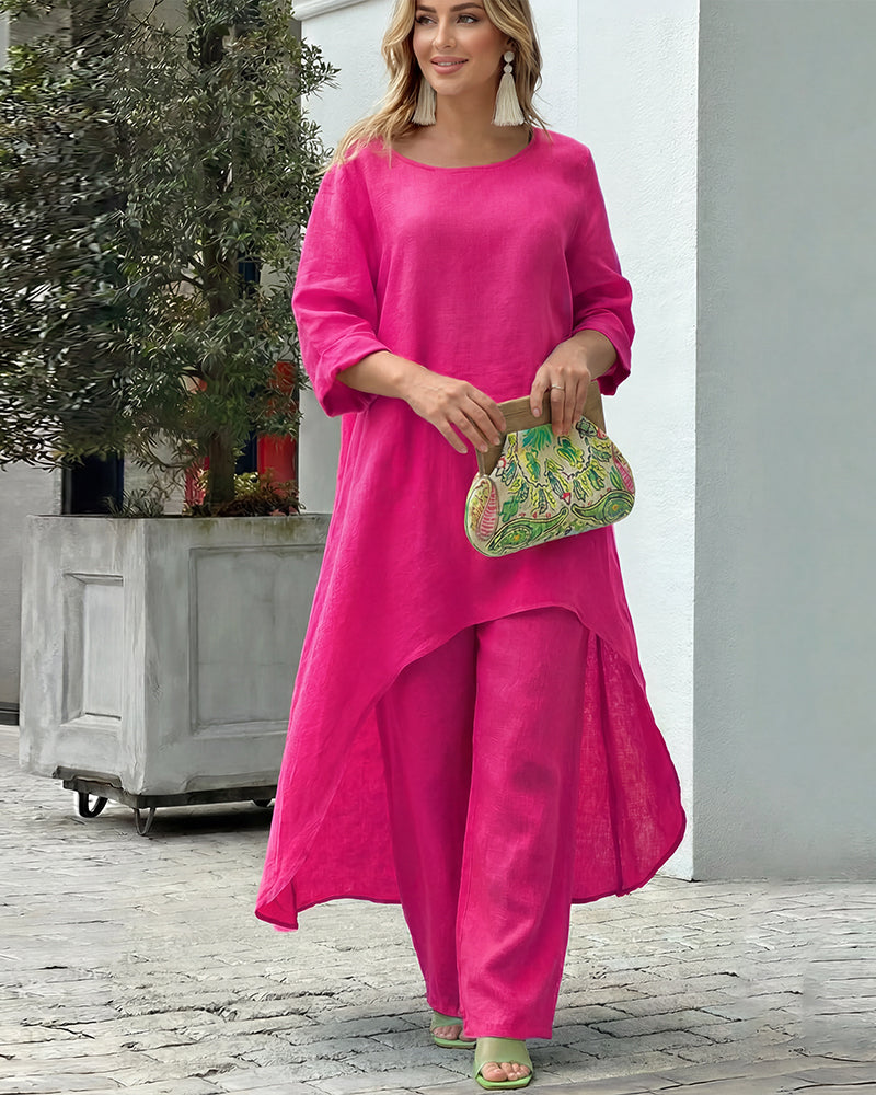 Asymmetric Cotton Loose Two-Piece Set