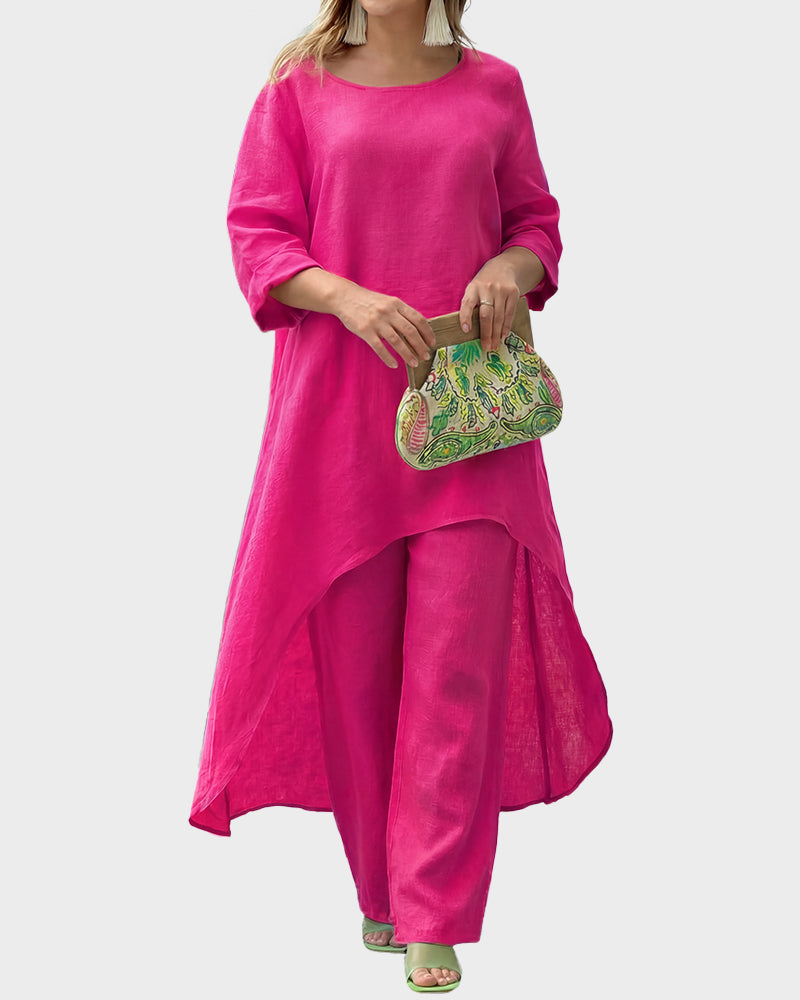 Asymmetric Cotton Loose Two-Piece Set