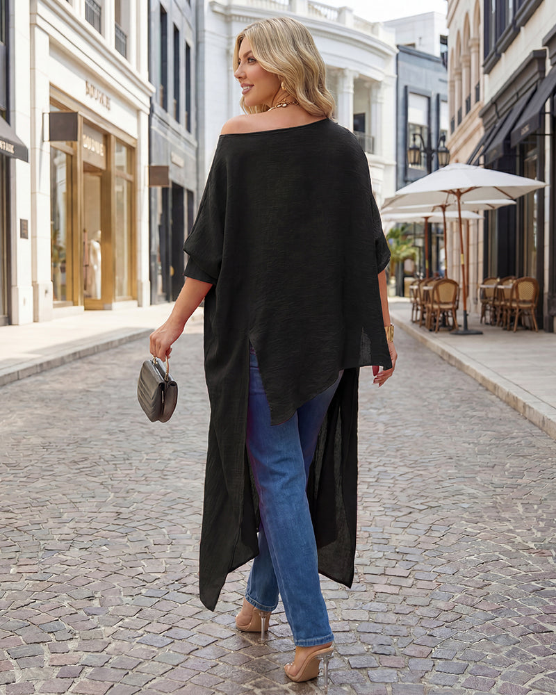 Asymmetric Off-Shoulder Batwing Top