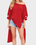 Asymmetric Off-Shoulder Batwing Top
