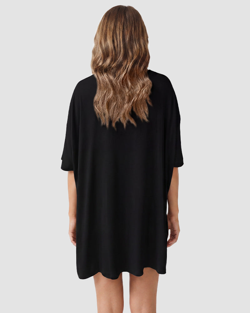 Casual Oversized 2-Piece Lounge Set with Crewneck & Split Hem