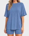 Casual Oversized 2-Piece Lounge Set with Crewneck & Split Hem
