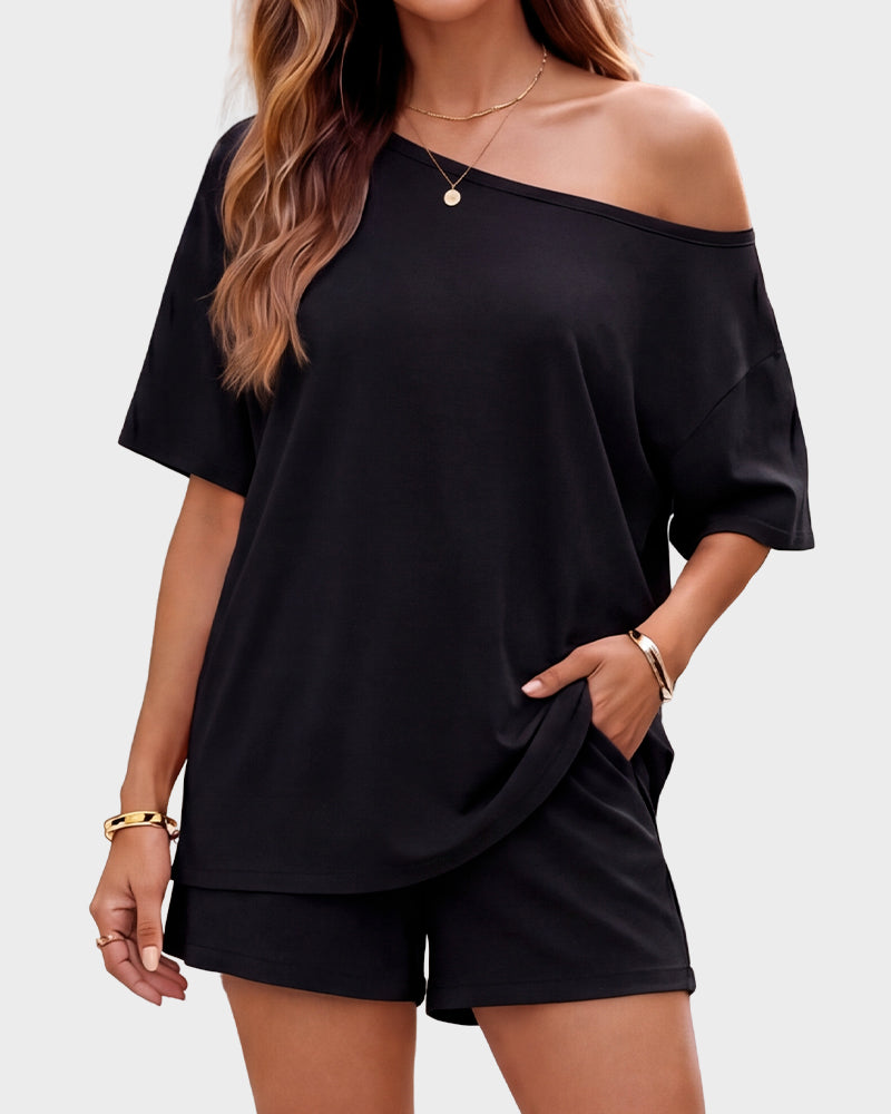 Cozy Off-Shoulder Two-Piece Loungewear