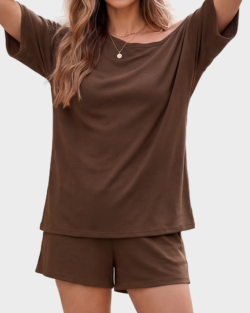 Cozy Off-Shoulder Two-Piece Loungewear