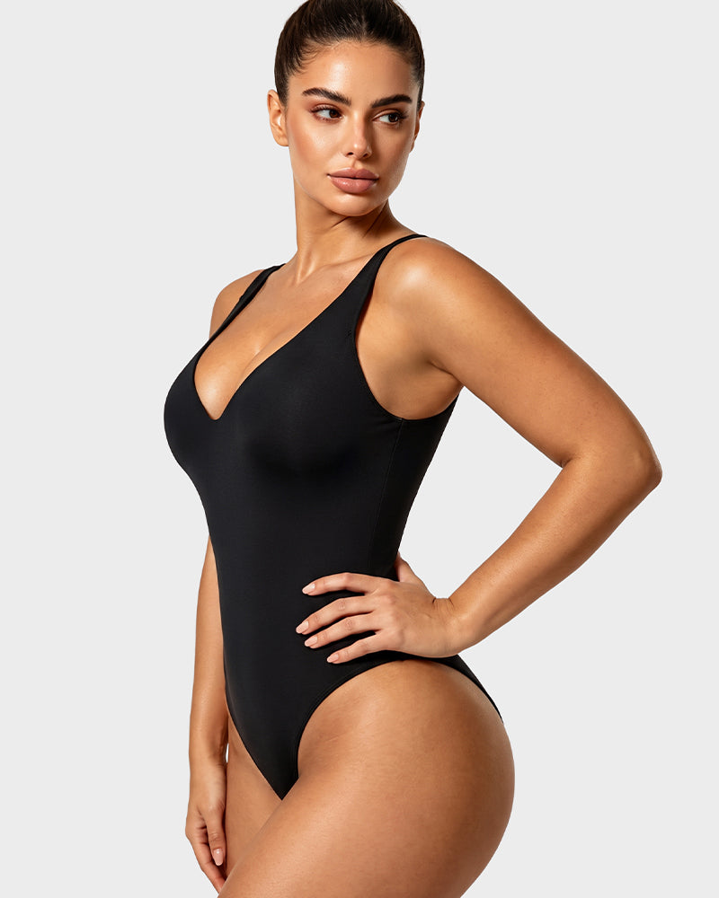 Deep V Shaping Thong Bodysuit
