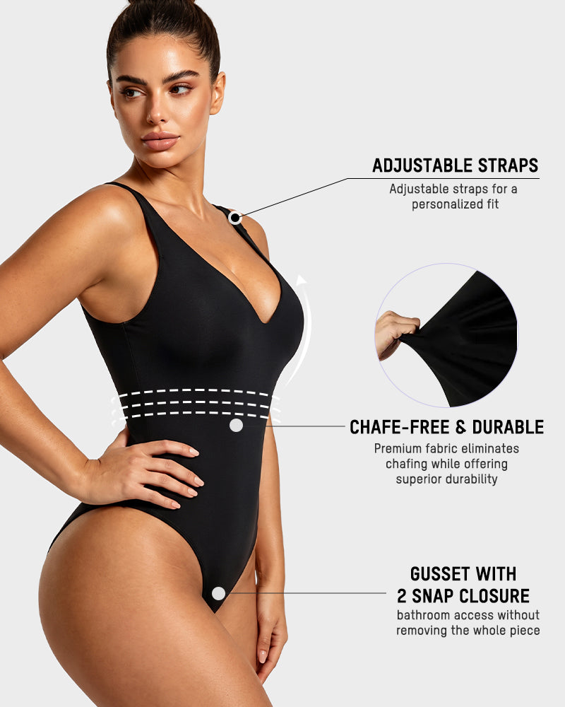 Deep V Shaping Thong Bodysuit