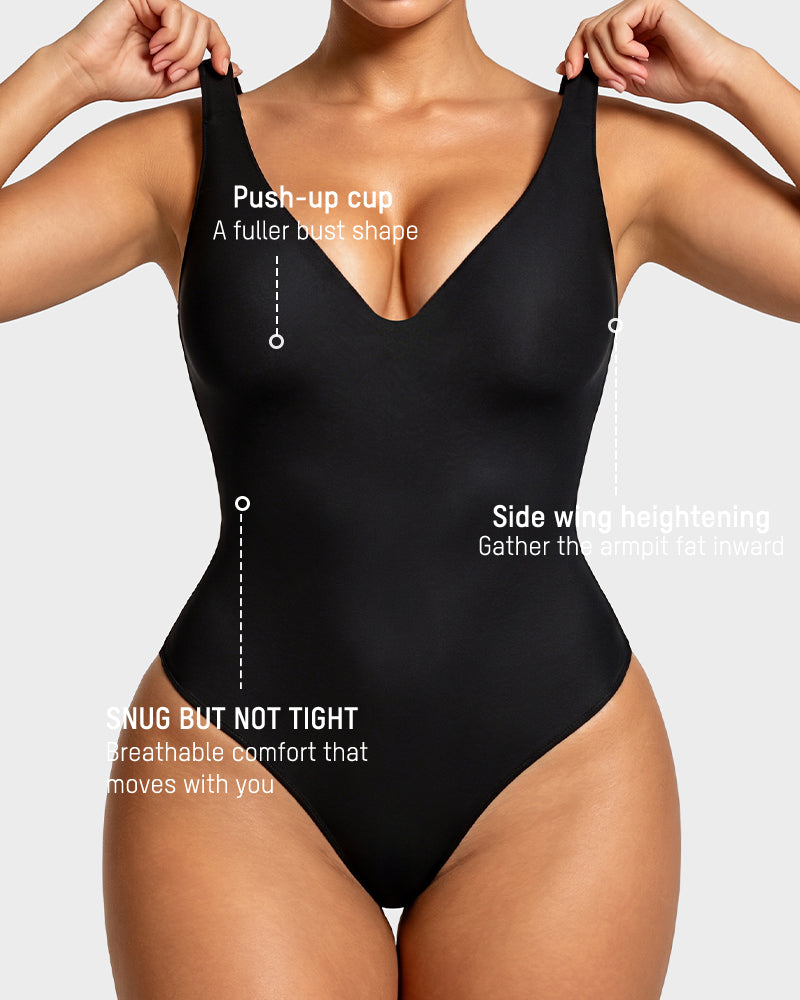 Deep V Shaping Thong Bodysuit