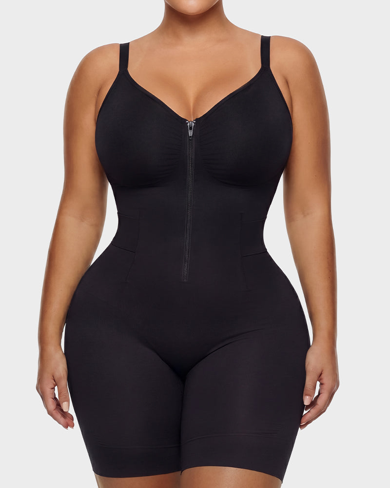 Easyslide™ Front-Zip Mid-Thigh Shapewear