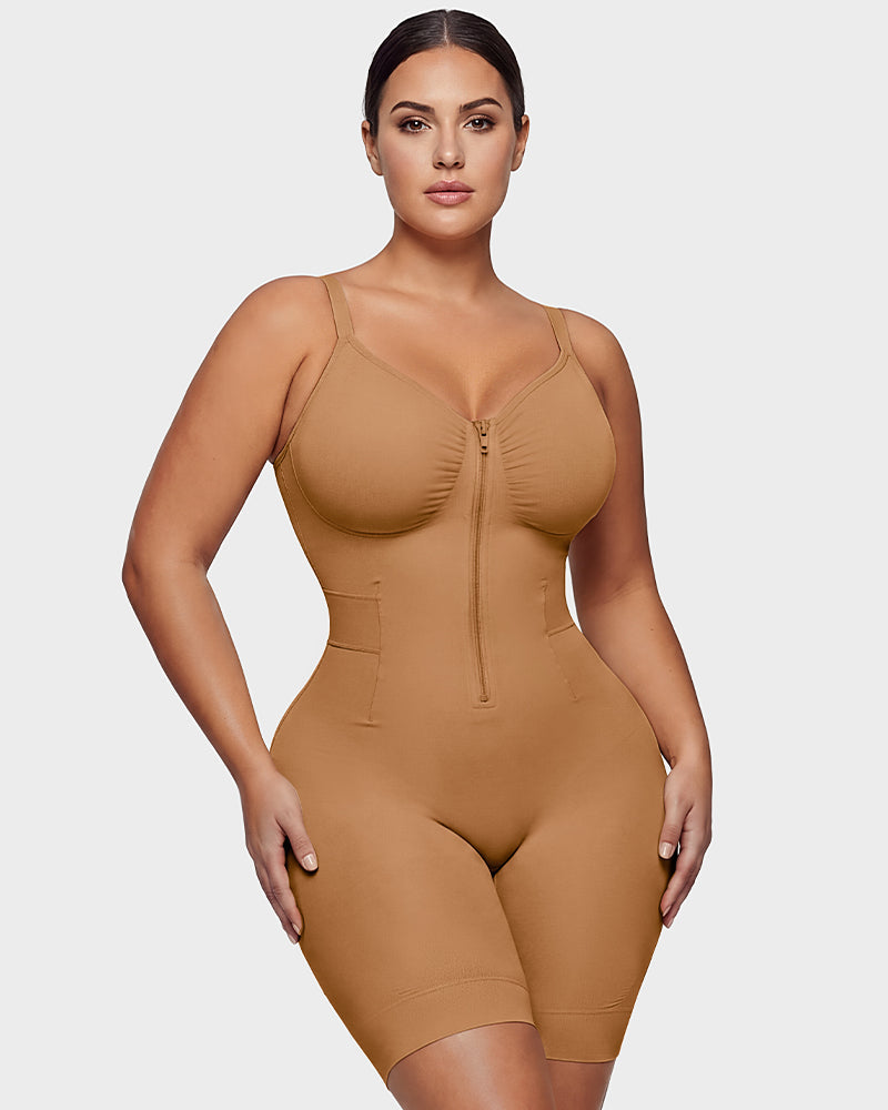 Easyslide™ Front-Zip Mid-Thigh Shapewear