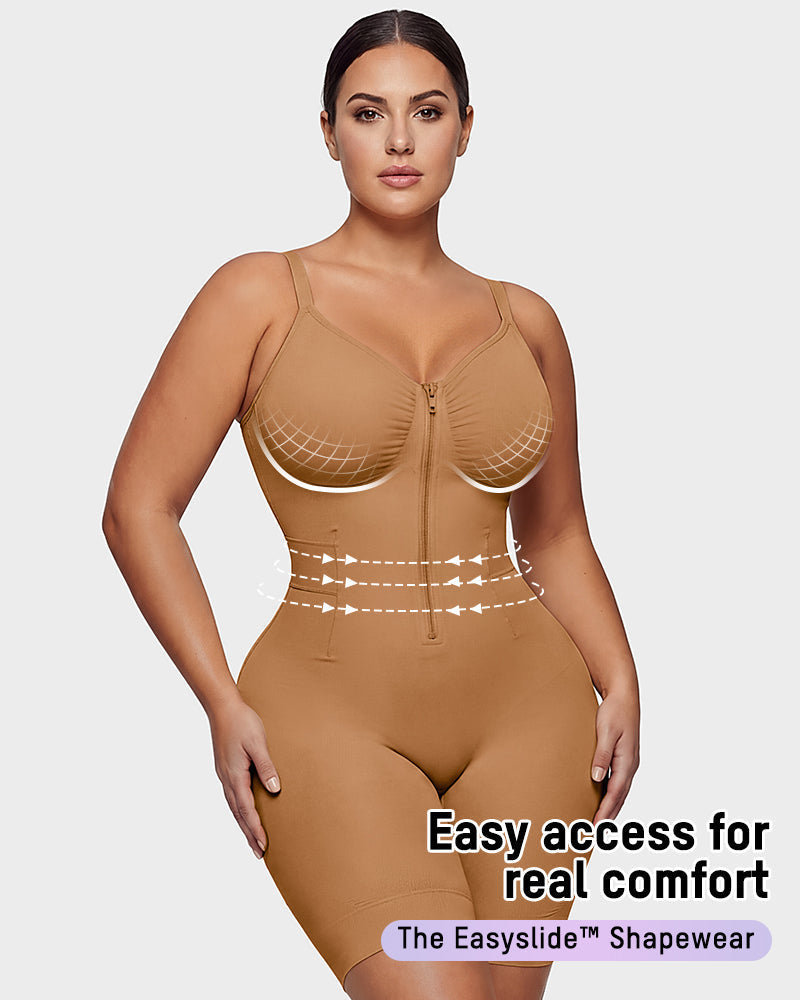 Easyslide™ Front-Zip Mid-Thigh Shapewear