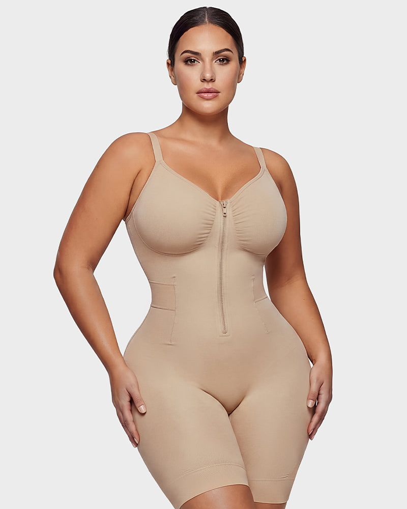 Easyslide™ Front-Zip Mid-Thigh Shapewear