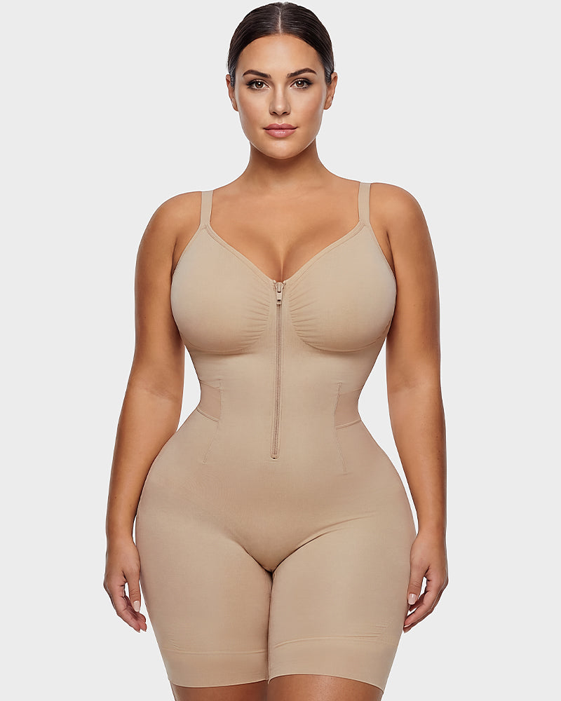 Easyslide™ Front-Zip Mid-Thigh Shapewear