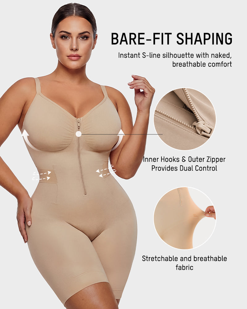 Easyslide™ Front-Zip Mid-Thigh Shapewear