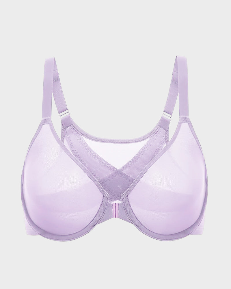 Front Closure Mesh Support Bra