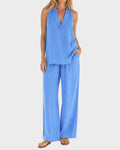 Halter V-Neck Two-Piece Set