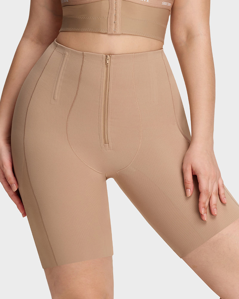 High-Waist Zip-Up Shaping Shorts