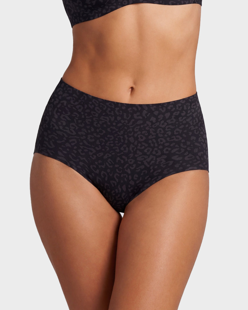 High Waist Seamless Leopard Tummy Brief(6  Pack)