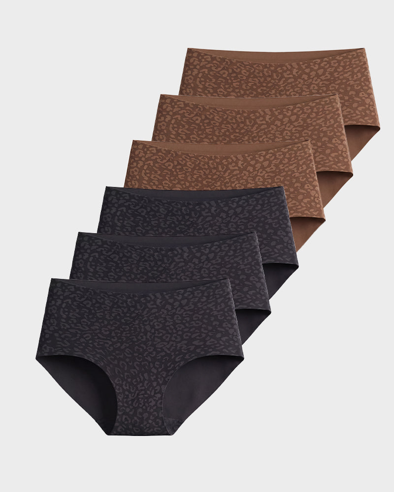 High Waist Seamless Leopard Tummy Brief(6  Pack)