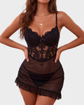 Lace Corset Mesh Babydoll Nightdress