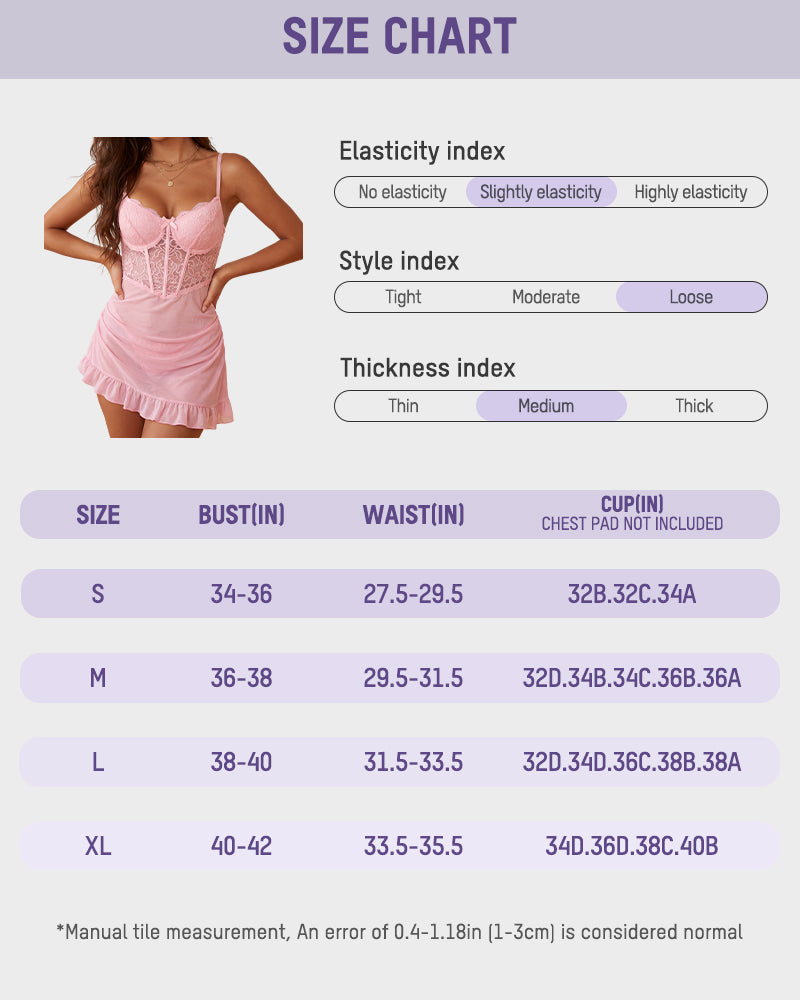 Lace Corset Mesh Babydoll Nightdress