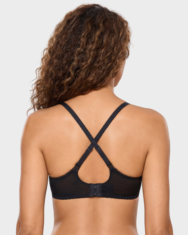 Lace Underwire Unlined Sheer Demi Balconette Bra