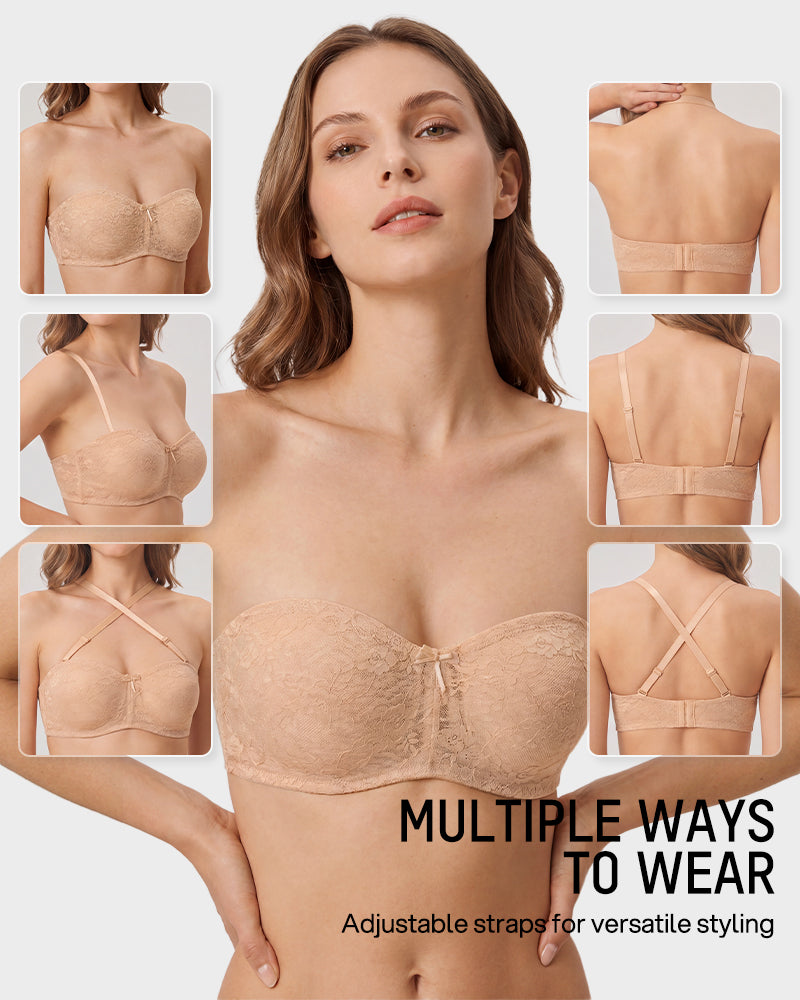 No Slip Strapless Lace Push Up Bra