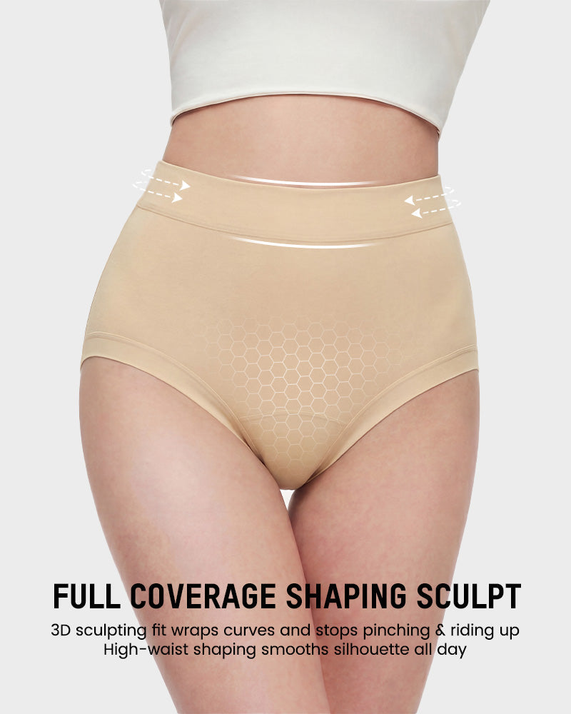 Seamless High-Waist Full Coverage Cotton Panty（5 pack）