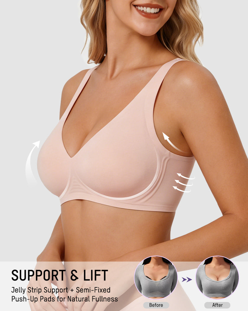 Seamless Deep V Push-Up Wireless Bra