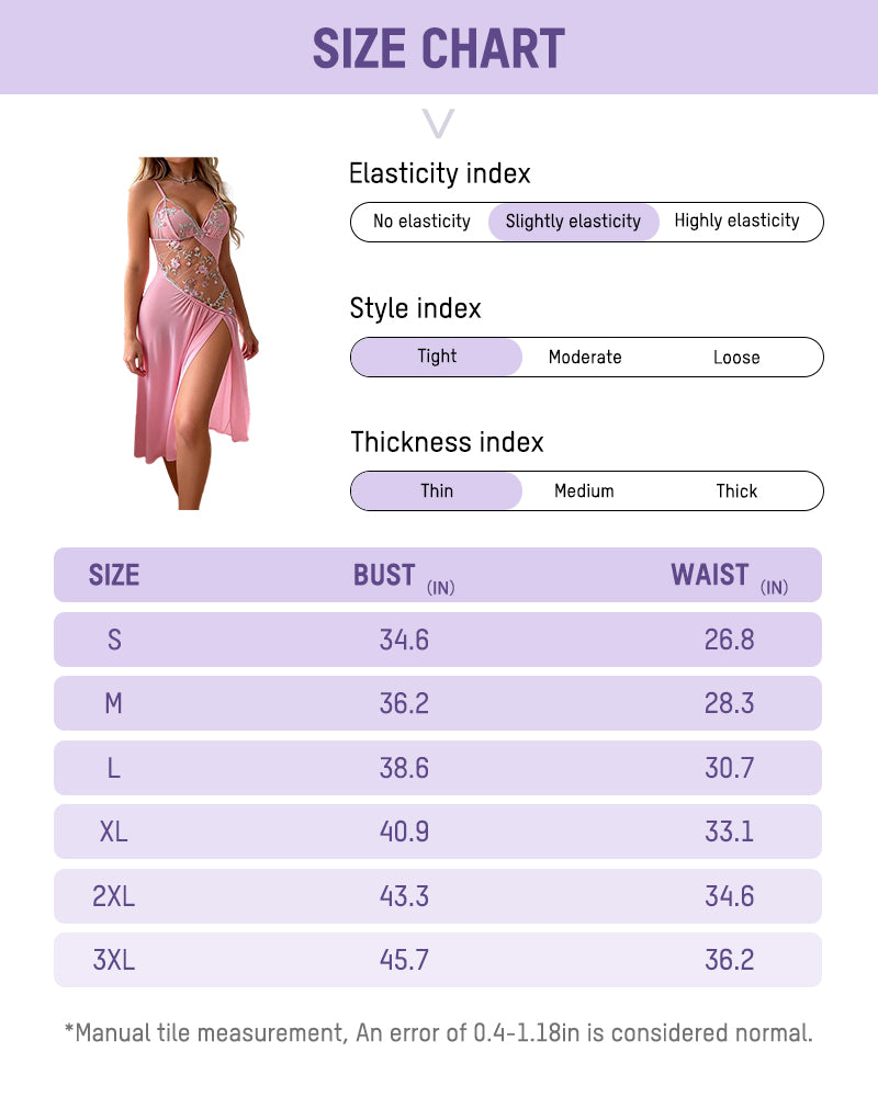 Sheer Embroidered Slit Lace Babydoll