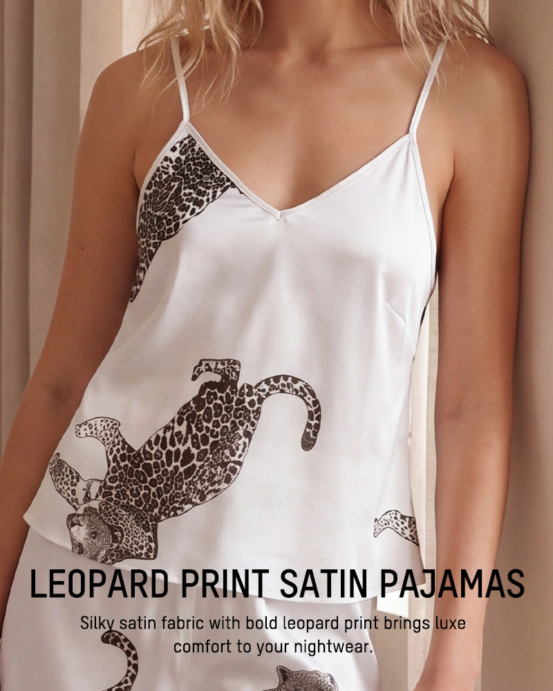 Silky Leopard Satin Pajama Set