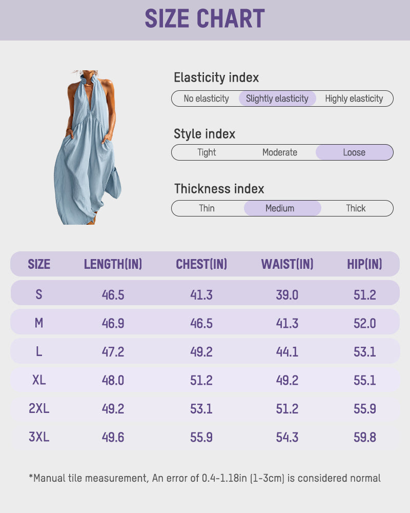 Slimming Flowy Halter Maxi Dress with Pockets