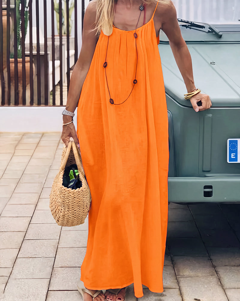 Women's Solid Color Backless Cami Dress