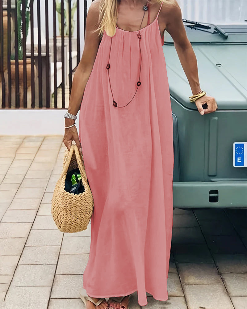 Women's Solid Color Backless Cami Dress